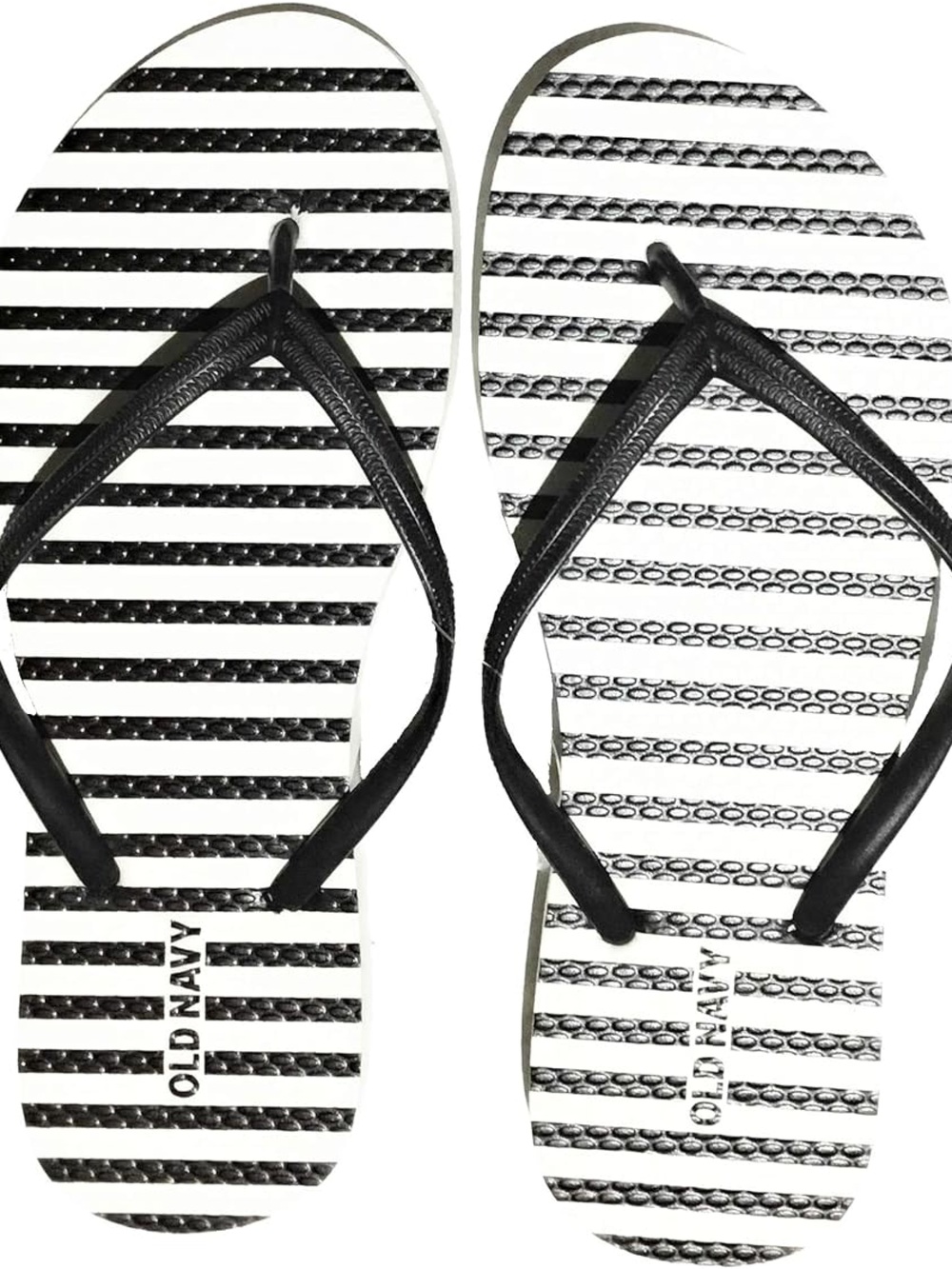 Old Navy Black and White Striped Flip Flop Sandals